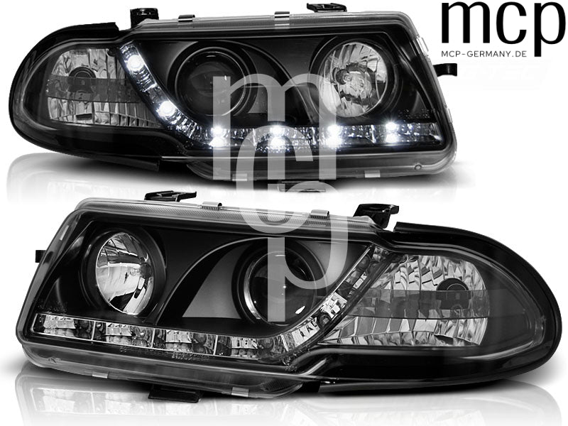 LED Tagfahrlicht Scheinwerfer Set für Opel Astra F (09/1994 bis 08/1997) in Schwarz
