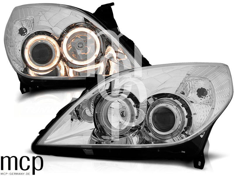 Angel Eyes Scheinwerfer Set für Opel Vectra C (2005 bis 2008) in Chrom
