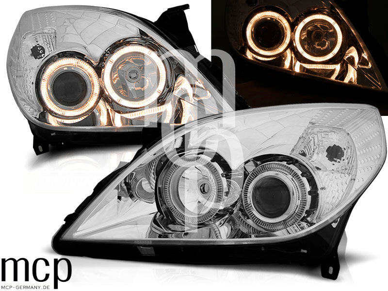 Angel Eyes Scheinwerfer Set für Opel Vectra C (2005 bis 2008) in Chrom