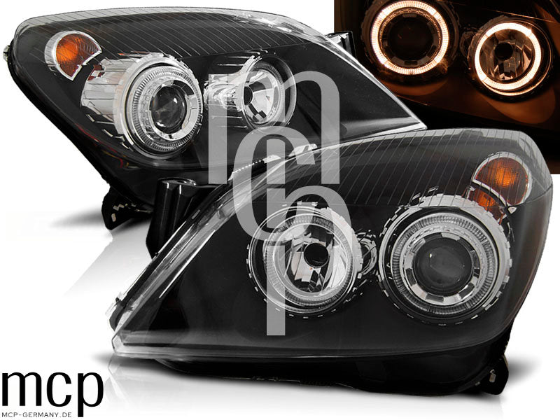 Angel Eyes Scheinwerfer Set für Opel Astra H (03/2004 bis 2009) in Schwarz