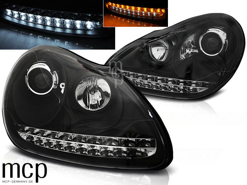 Porsche Cayenne 955 Xenon LED Scheinwerfer Set Schwarz D1S 2002–2006
