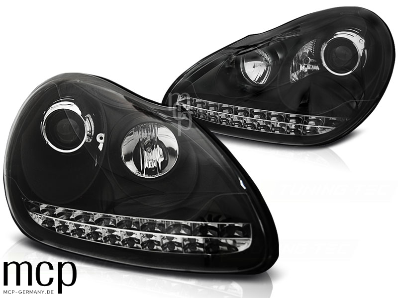 Porsche Cayenne 955 Xenon LED Scheinwerfer Set Schwarz D1S 2002–2006