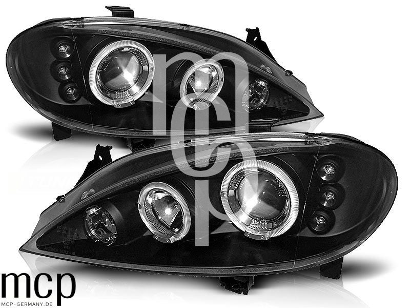 Angel Eyes Scheinwerfer Set für Renault Megane (03/1999 bis 10/2002) in Schwarz
