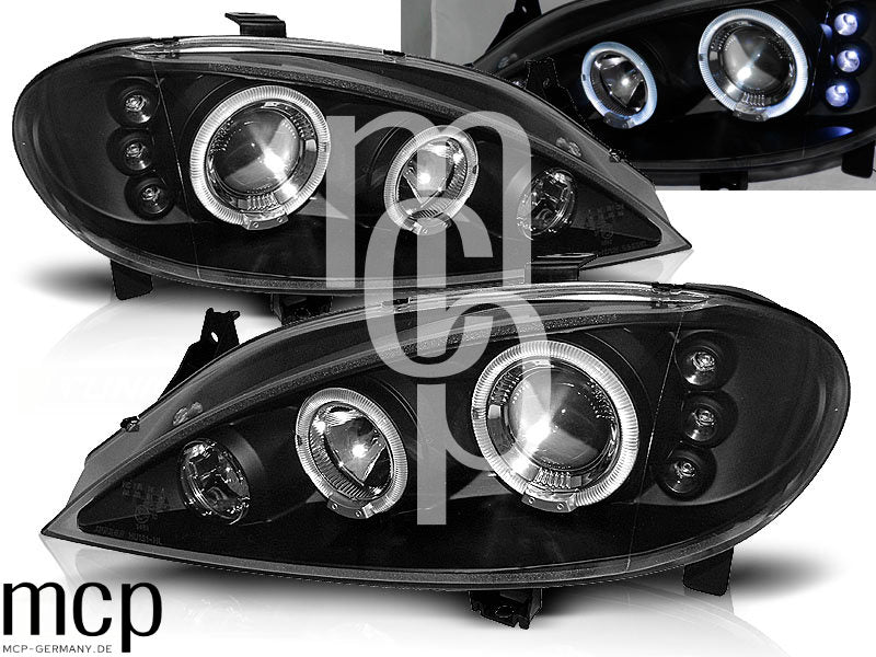 Angel Eyes Scheinwerfer Set für Renault Megane (03/1999 bis 10/2002) in Schwarz