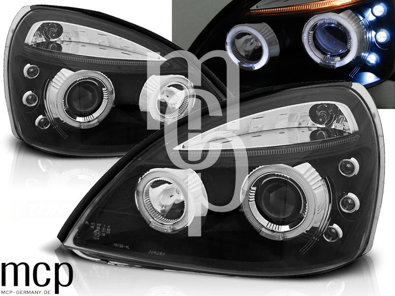Angel Eyes Scheinwerfer Set für Renault Clio II (06/2001 bis 09/2005) in Schwarz