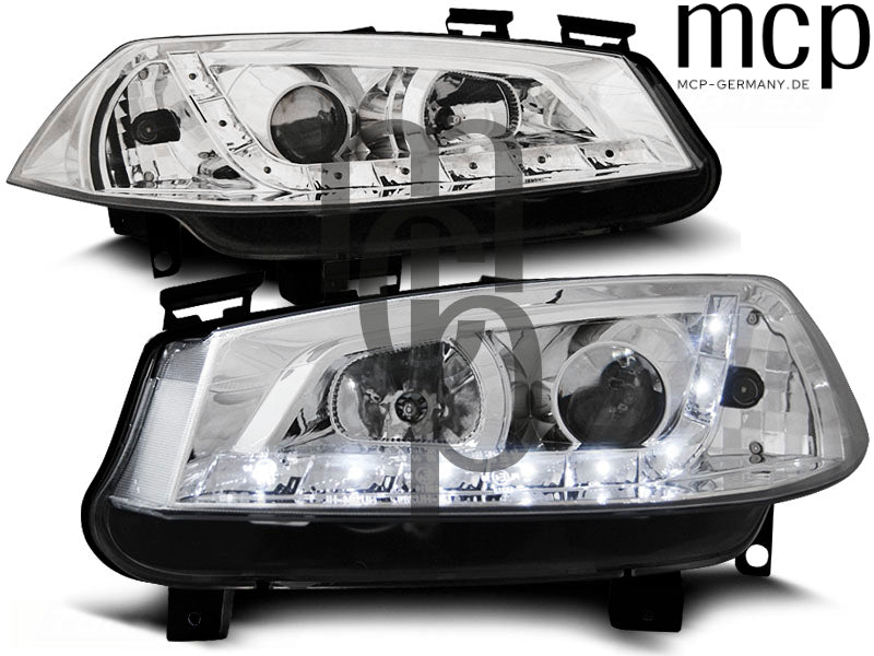 Scheinwerfer Set für Renault Megane II (11/2002 bis 12/2005) in Chrom
