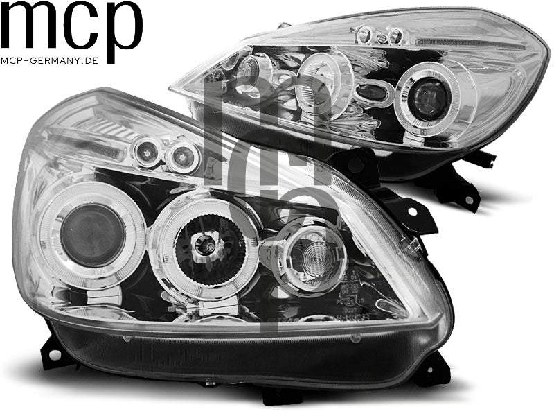 Angel Eyes Scheinwerfer Set für Renault Clio 3 (2005 bis 2009) in Chrom – Ansicht 2