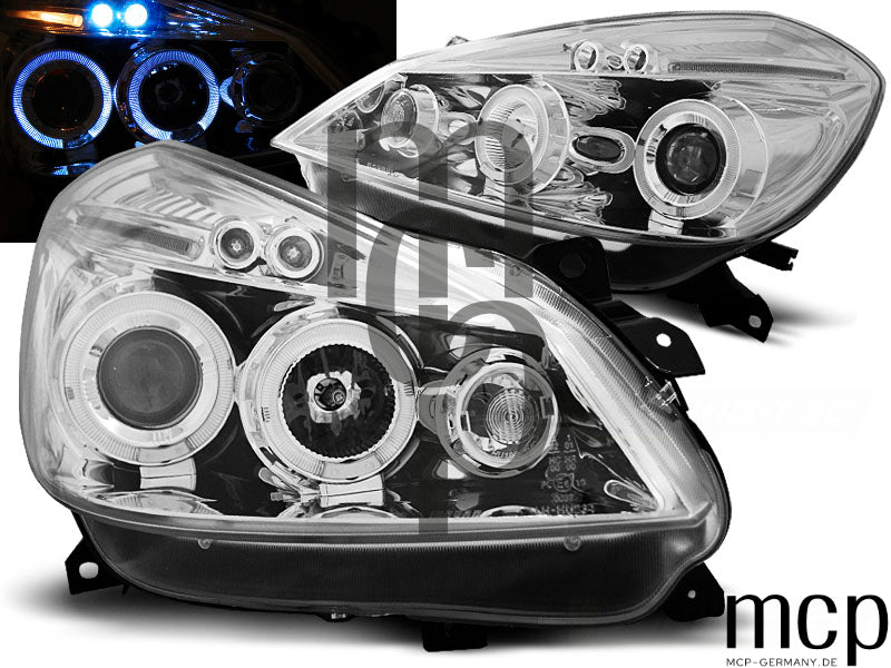 Angel Eyes Scheinwerfer Set für Renault Clio 3 (2005 bis 2009) in Chrom