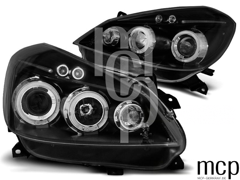 Angel Eyes Scheinwerfer Set für Renault Clio 3 (2005 bis 2009) in Schwarz – Ansicht 2
