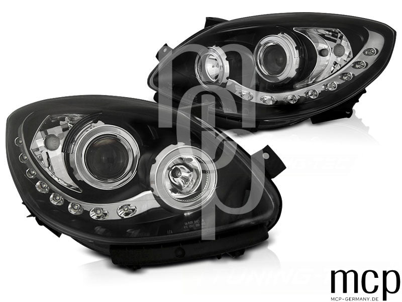 Scheinwerfer Set für Renault Twingo (2007 bis 2011) in Schwarz