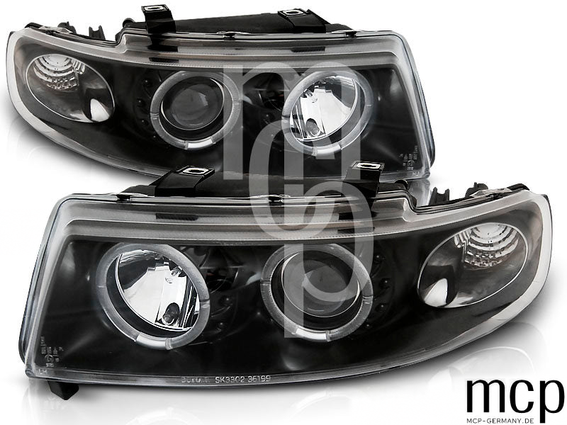 Angel Eyes Scheinwerfer Set für Seat Leon / Toledo (04/1999 bis 08/2004) in Schwarz – Ansicht 2