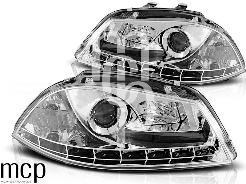 Scheinwerfer Set für Seat Ibiza 6L (04/2002 bis 2008) in Chrom
