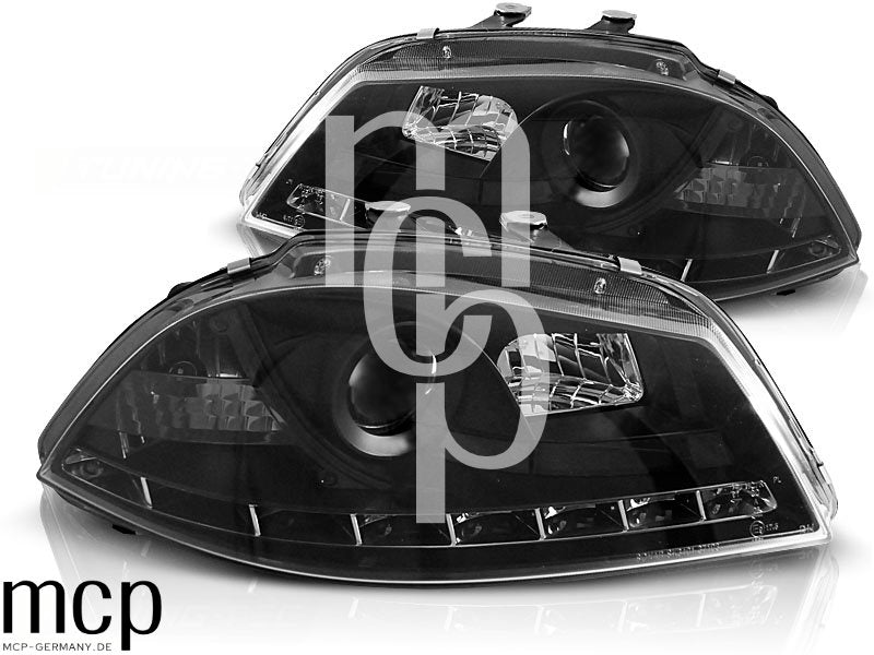 Scheinwerfer Set für Seat Ibiza 6L (2002 bis 2008) in Schwarz