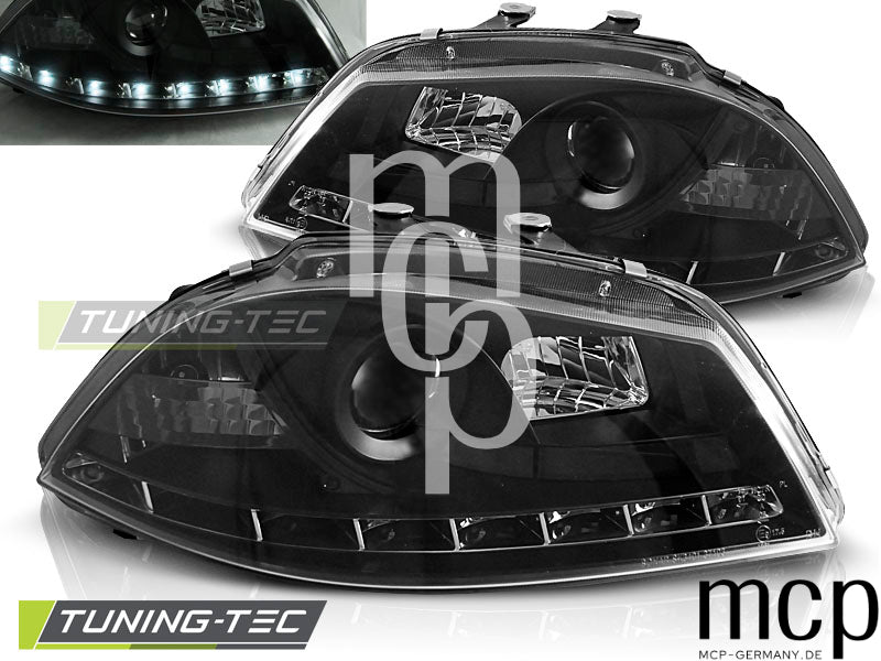Scheinwerfer Set für Seat Ibiza 6L (2002 bis 2008) in Schwarz
