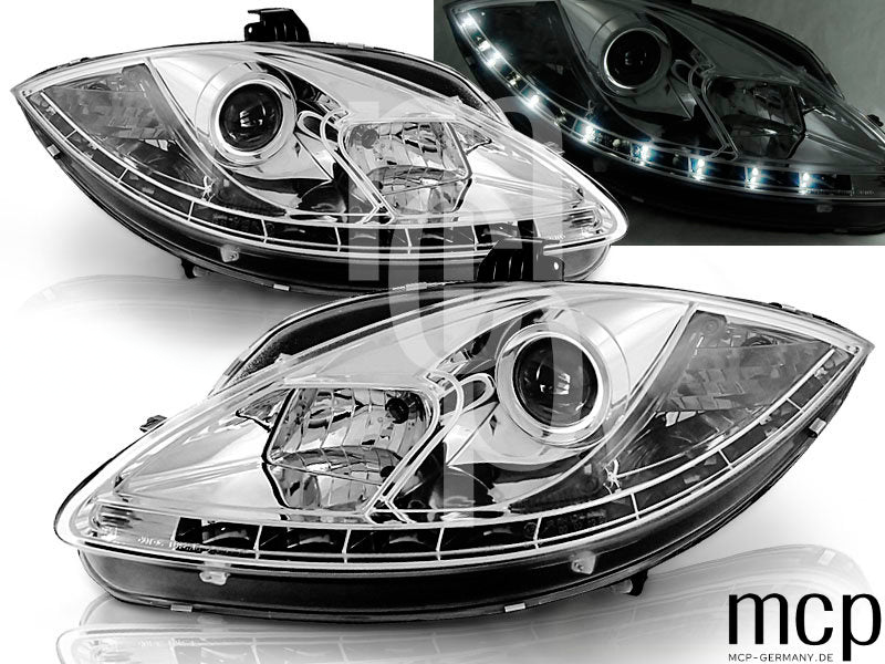 Scheinwerfer Set für Seat Leon Altea Toledo (06/2005 bis 2009) in Chrom – LPSE09