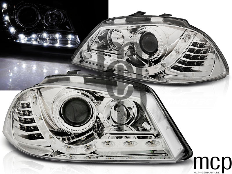 Scheinwerfer Set für Seat Ibiza 6L (04/2002 bis 2008) in Chrom