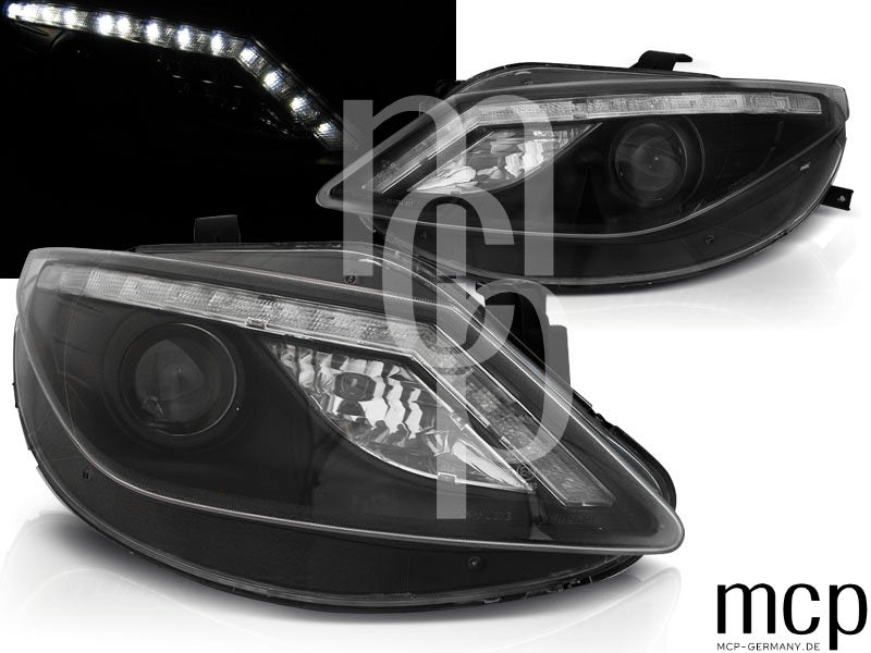 Scheinwerfer Set für Seat Ibiza 6J (2008 bis 2012) in Schwarz