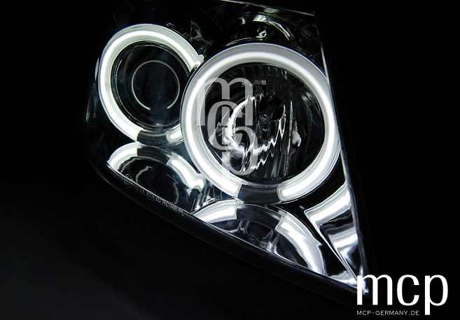 CCFL Angel Eyes Scheinwerfer Set für Suzuki Swift (05/2005 bis 2010) in Chrom – 2