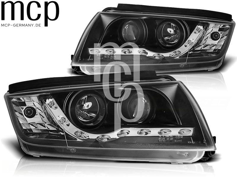 Scheinwerfer Set für Skoda Fabia (12/1999 bis 2008) in Schwarz