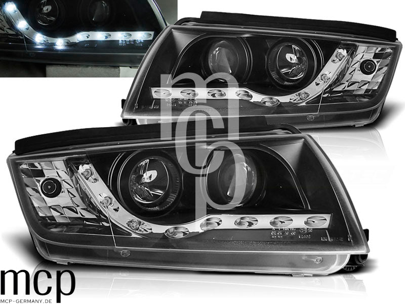 Scheinwerfer Set für Skoda Fabia (12/1999 bis 2008) in Schwarz