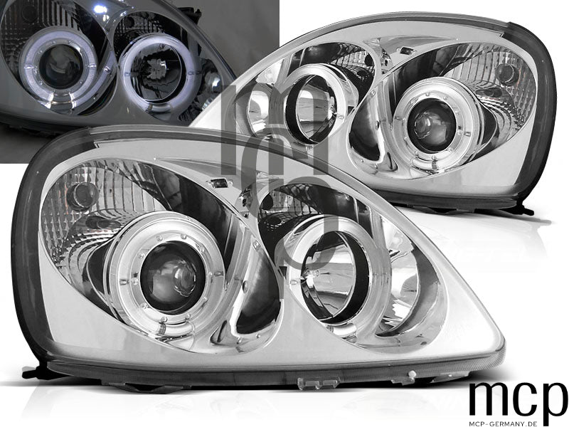 Angel Eyes Scheinwerfer Set für Toyota Yaris (04/1999 bis 09/2003) in Chrom