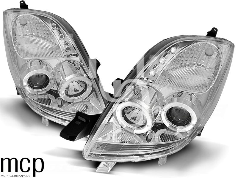 Angel Eyes Scheinwerfer Set für Toyota Yaris (2006 bis 2009) in Chrom