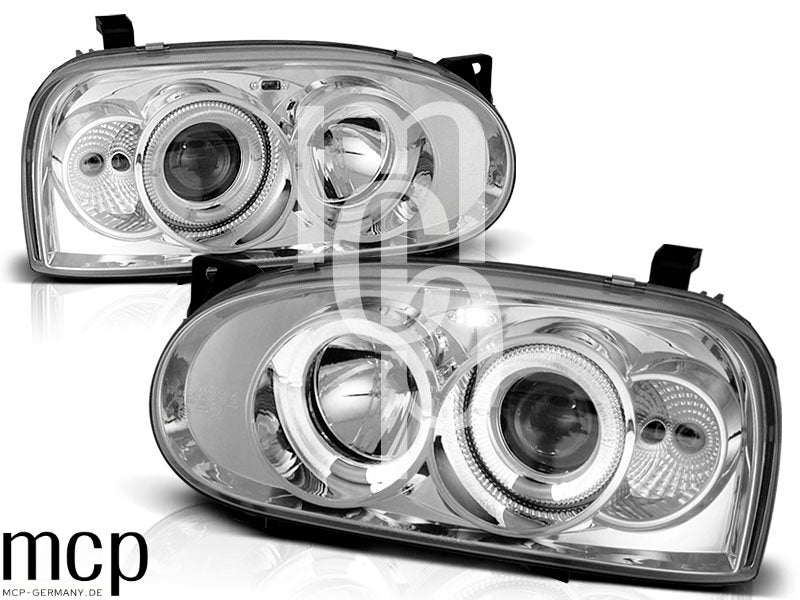 Angel Eyes Scheinwerfer Set für VW Golf 3 (09/1991 bis 08/1997) in Chrom – Ansicht 2