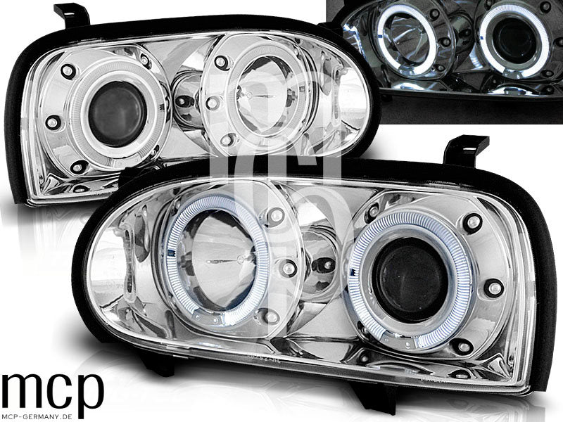 Angel Eyes Scheinwerfer Set für VW Golf 3 (09/1991 bis 08/1997) in Chrom