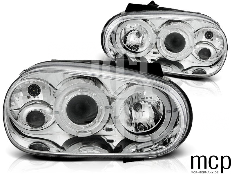 Angel Eyes Scheinwerfer Set für VW Golf 4 (09/1997 bis 09/2003) in Chrom – Ansicht 2