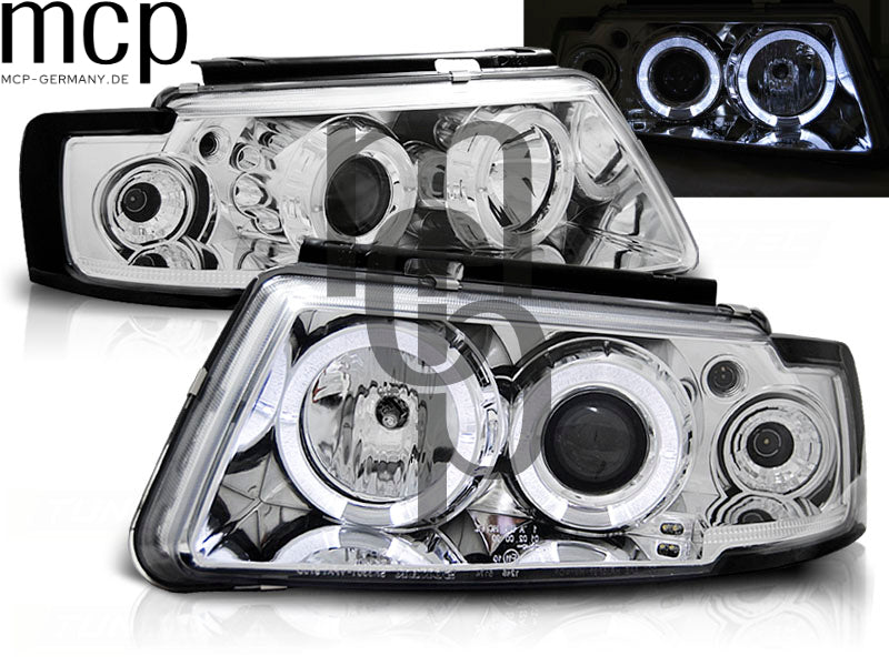 Angel Eyes Scheinwerfer Set für VW Passat B5 3B (11/1996 bis 08/2000) in Chrom