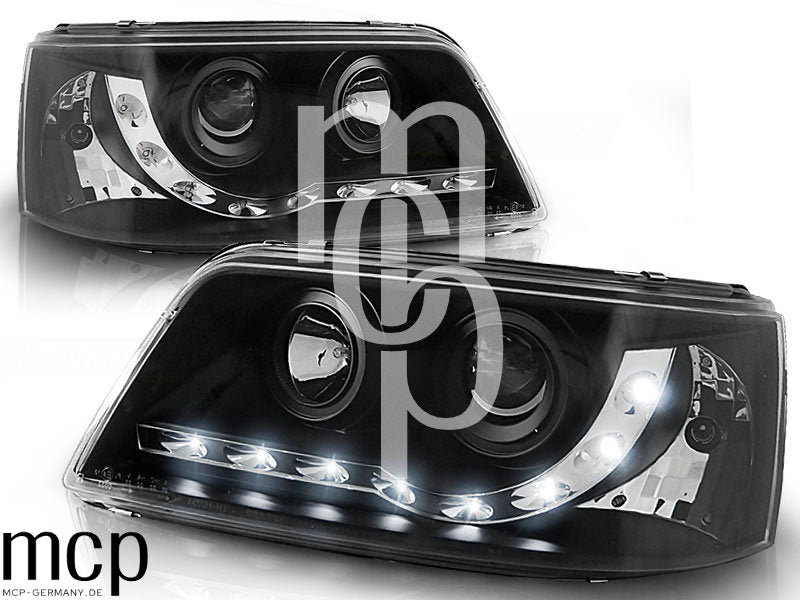 Scheinwerfer Set für VW T5 (04/2003 bis 08/2009) in Schwarz
