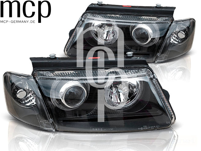 Angel Eyes Scheinwerfer Set für VW Passat B5 3B (11/1996 bis 08/2000) in Schwarz