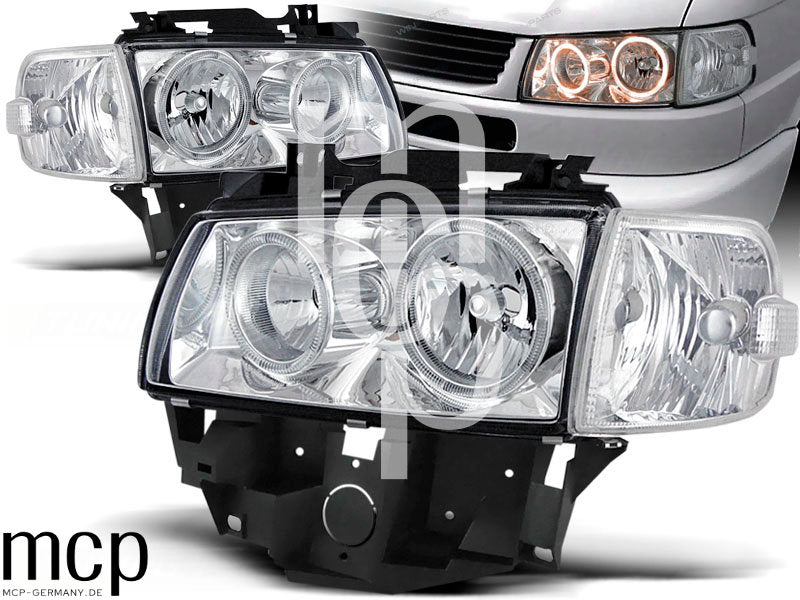 Angel Eyes Scheinwerfer Set für VW T4 (08/1996 bis 03/2003) BUS in Chrom