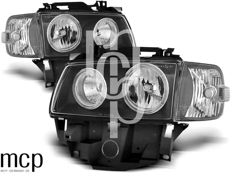 Angel Eyes Scheinwerfer Set für VW T4 Bus (08/1996 bis 03/2003) in Schwarz – Ansicht 2