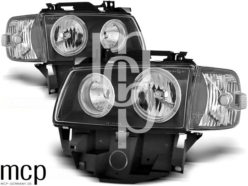 Angel Eyes Scheinwerfer Set für VW T4 (08/1996 bis 03/2003) BUS in Schwarz