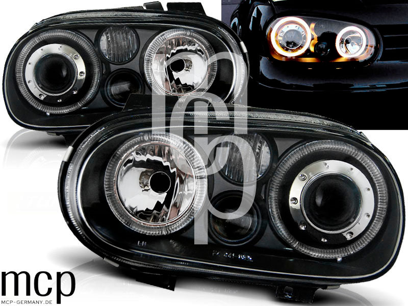 Angel Eyes Scheinwerfer Set für VW Golf 4 (09/1997 bis 09/2003) in Schwarz