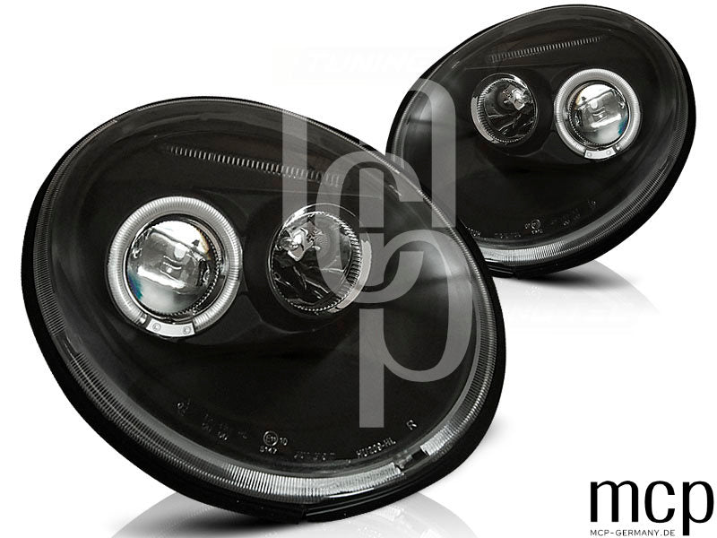 Angel Eyes Scheinwerfer Set für VW NEW Beetle (10/1998 bis 05/2005) in Schwarz