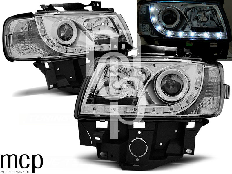 Scheinwerfer Set für VW T4 (08/1996 bis 03/2003) BUS in Chrom