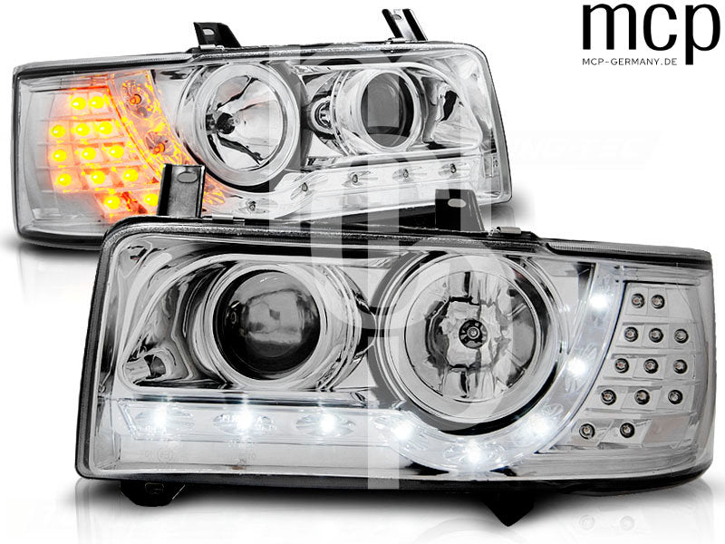 Scheinwerfer Set für VW T4 (1990 bis 2003) Transporter in Chrom