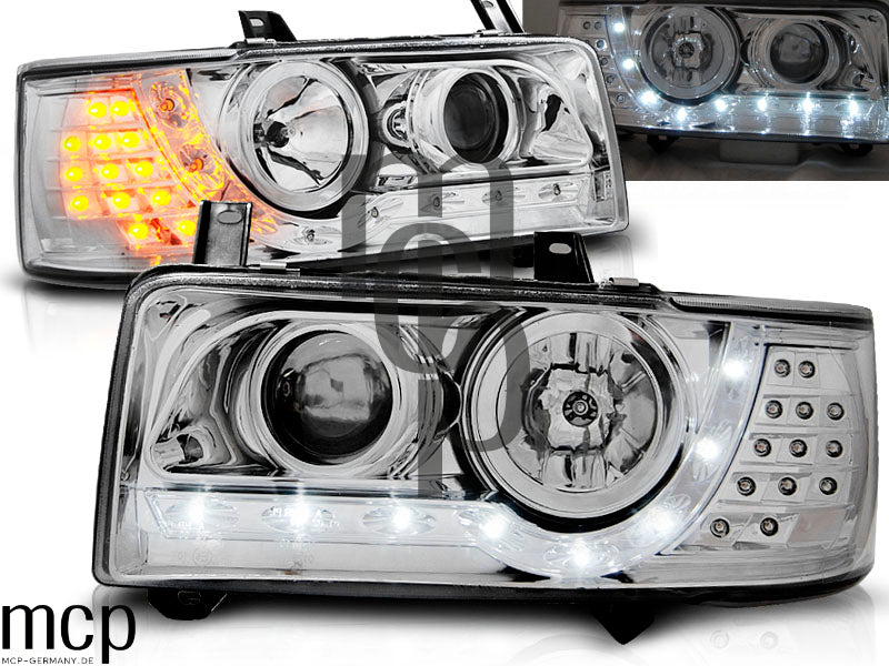 Scheinwerfer Set für VW T4 (1990 bis 2003) Transporter in Chrom