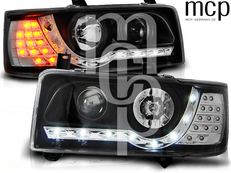 Scheinwerfer Set für VW T4 (1990 bis 03/2003) Transporter in Schwarz