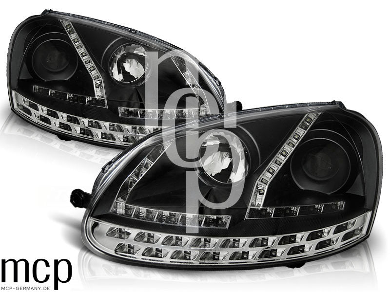 Scheinwerfer Set für VW Golf 5 (2003 bis 2008) in Schwarz