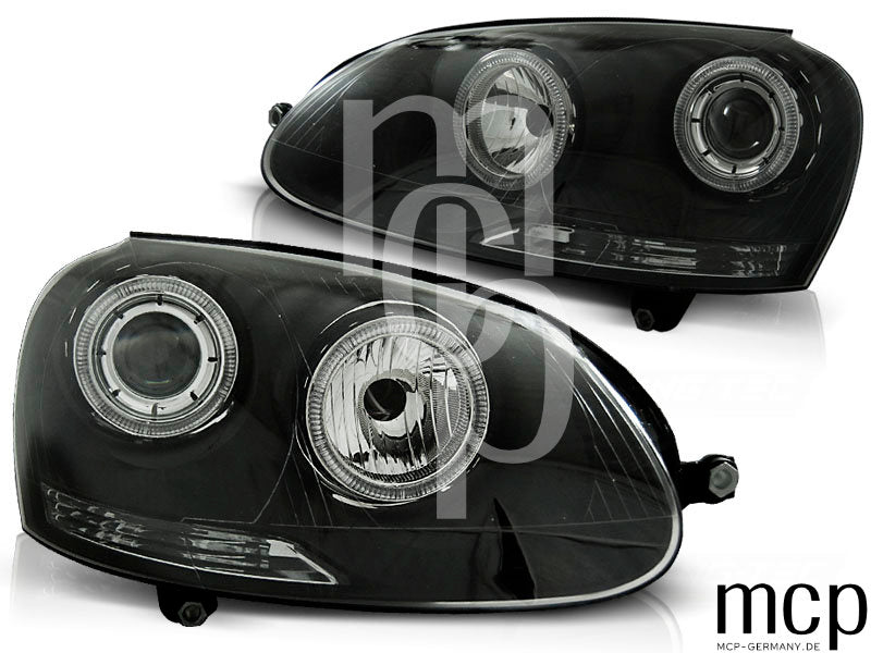 Angel Eyes Scheinwerfer Set für VW Golf V (2003 bis 2009) in Schwarz