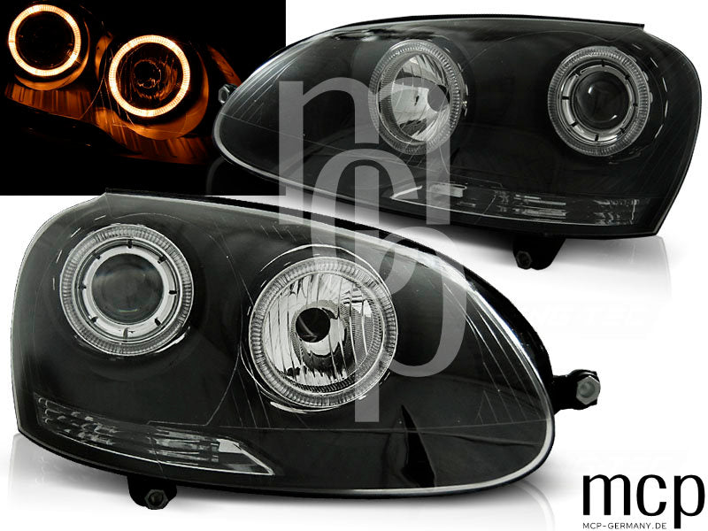 Angel Eyes Scheinwerfer Set für VW Golf V (2003 bis 2009) in Schwarz