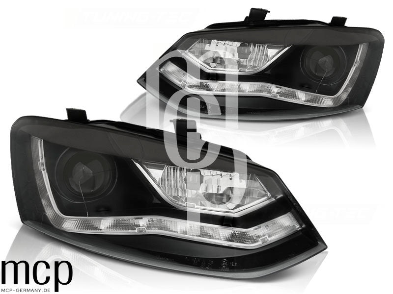 Scheinwerfer Set für VW Polo 6R (2009 bis 2014) in Schwarz