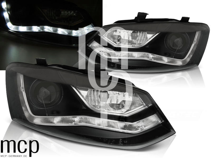 Scheinwerfer Set für VW Polo 6R (2009 bis 2014) in Schwarz