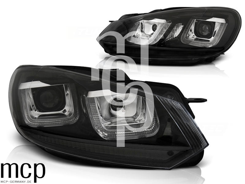 Scheinwerfer Set für VW Golf VI (2008 bis 2012) in Schwarz mit LED Tagfahrlicht