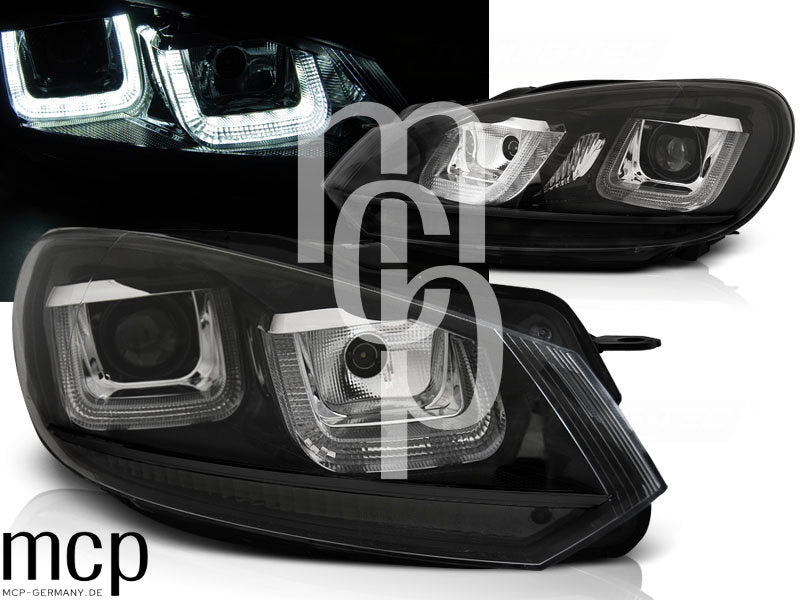 Scheinwerfer Set für VW Golf VI (2008 bis 2012) in Schwarz mit LED Tagfahrlicht