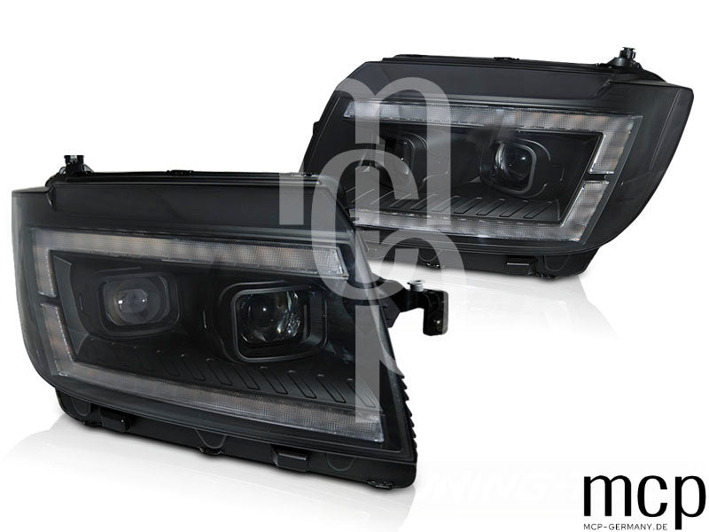 Scheinwerfer Set für VW Crafter II (ab 2017) in Schwarz mit LED Tagfahrlicht