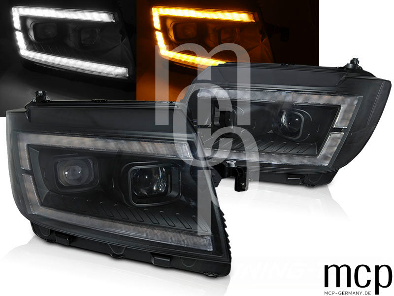 Scheinwerfer Set für VW Crafter II (ab 2017) in Schwarz mit LED Tagfahrlicht